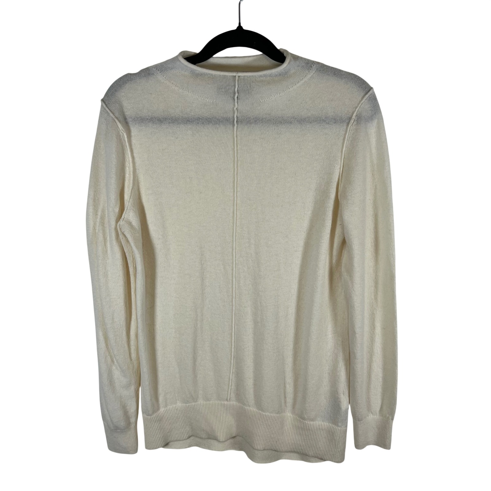 Banana Republic Italian Wool Cashmere Blend Seam Front Sweater Cream Ivory Small